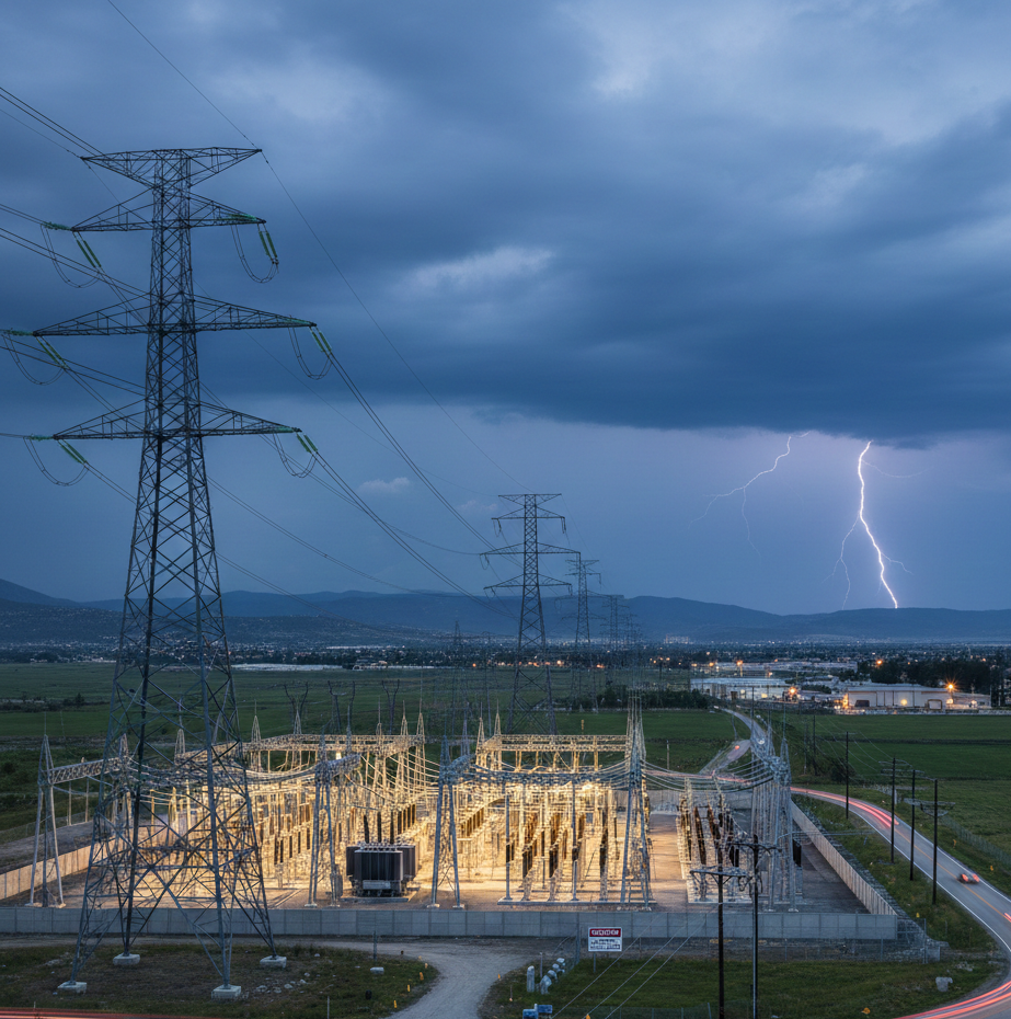 AI Image represent High Voltage and Transmission Station